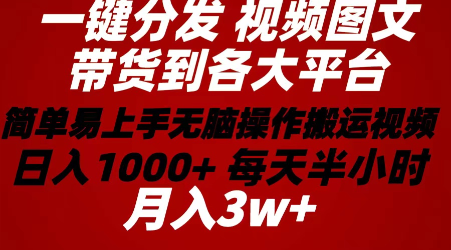 2024年 一键分发带货图文视频  简单易上手 无脑赚收益 每天半小时日入1…-资源基地
