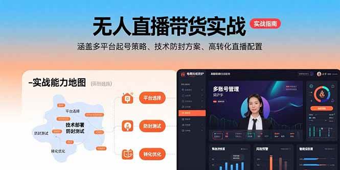 无人直播带货实战，涵盖多平台起号策略、技术防封方案、高转化直播配置-资源基地