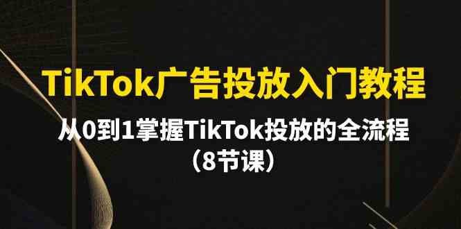 TikTok广告投放入门教程,从0到1掌握TikTok投放的全流程(8节课)-资源基地