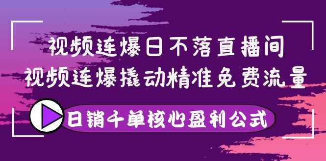 视频连爆日不落直播间,视频连爆撬动精准免费流量,日销千单核心盈利公式-资源基地