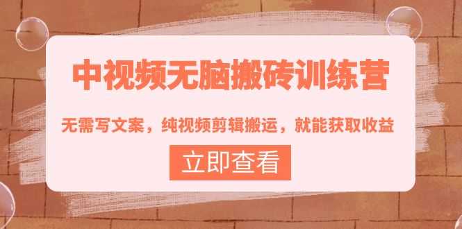 中视频无脑搬砖训练营:无需写文案,纯视频剪辑搬运,就能获取收益!-资源基地