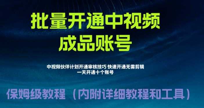 外面收费1980暴力开通中视频计划教程，附 快速通过中视频伙伴计划的办法-资源基地